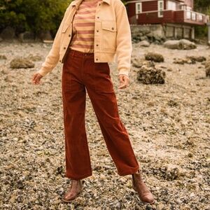United By Blue Organic Corduroy Wide Leg Pant in RUST size 10
